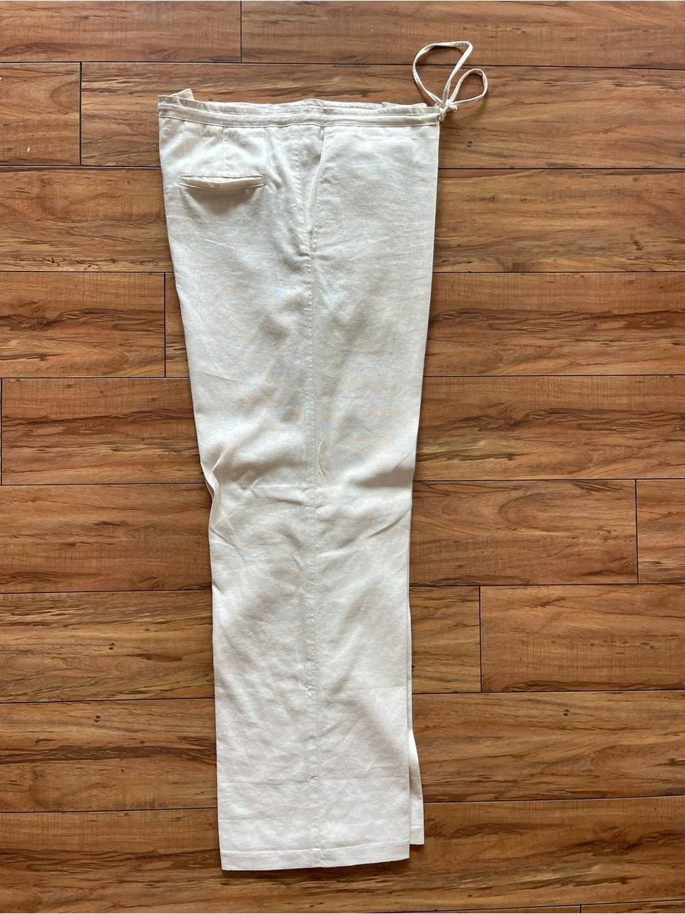 Men's Linen-Blend Drawstring Pants in Off-White